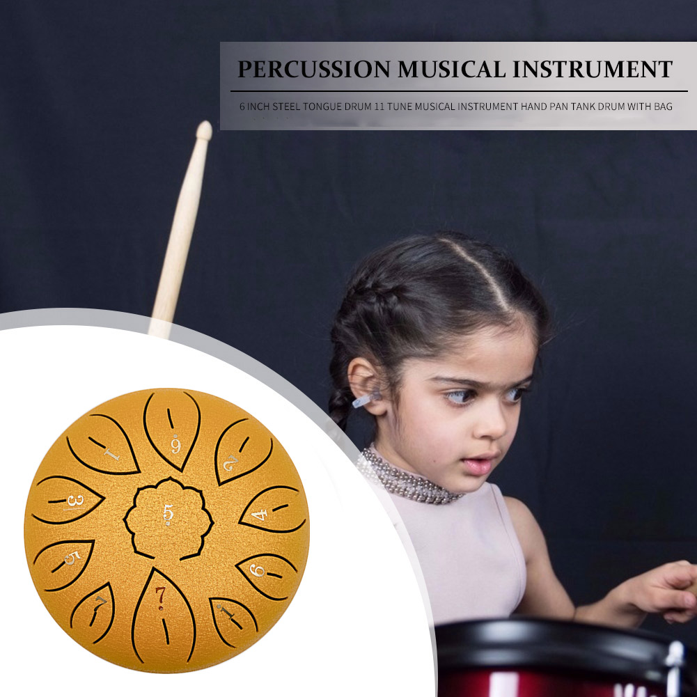Musical Instrument Types - Glucophone Steel Tongue Drum 6 Inch
