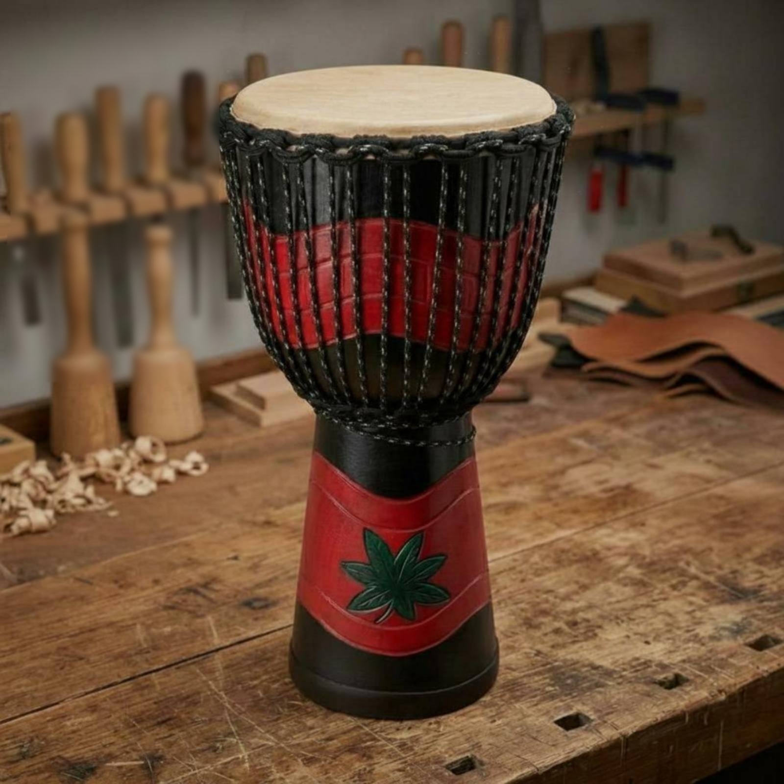 Musical Instrument Types - Djembe Drum Natural Drumhead Rope Tuned