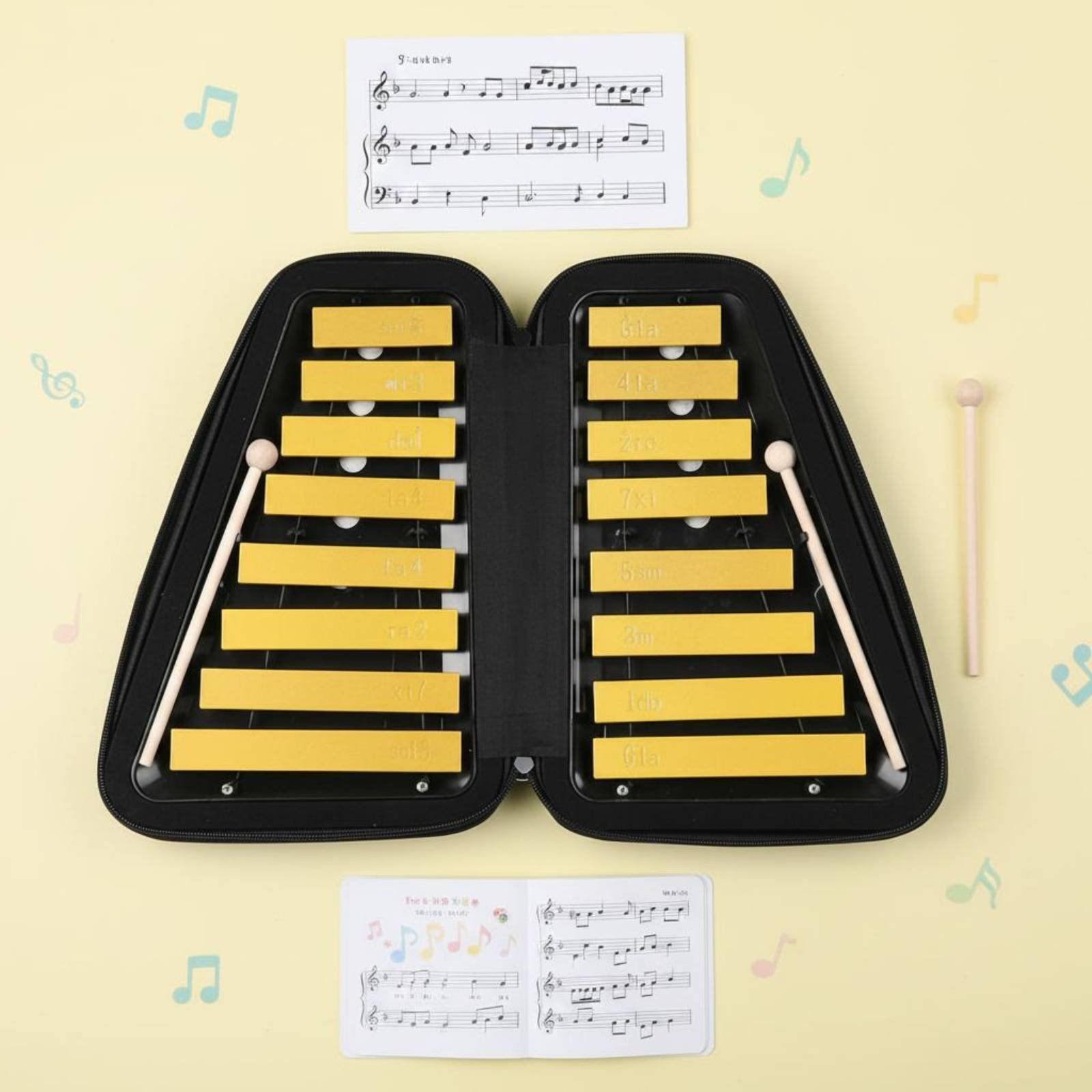 Musical Instrument Easy To Learn - 16-Note Aluminum Xylophone Hand Played Double-Row