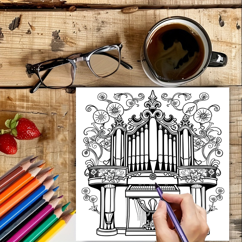 28 Pages Musical Instrument Co - مراجعة Musical Instrument Coloring Pages وسعره