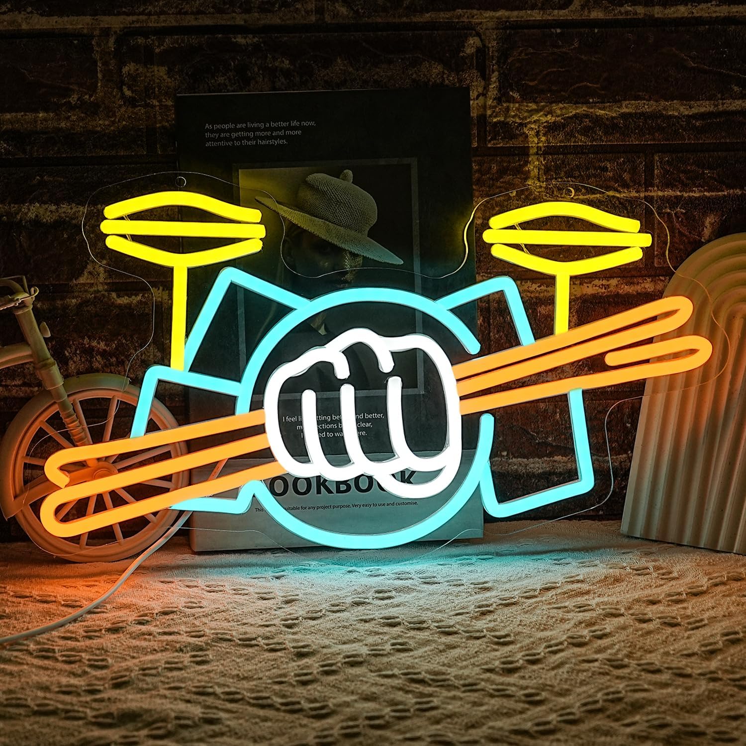 Drum Set Neon Sign USB Powered - مراجعة Musical Instruments وسعره