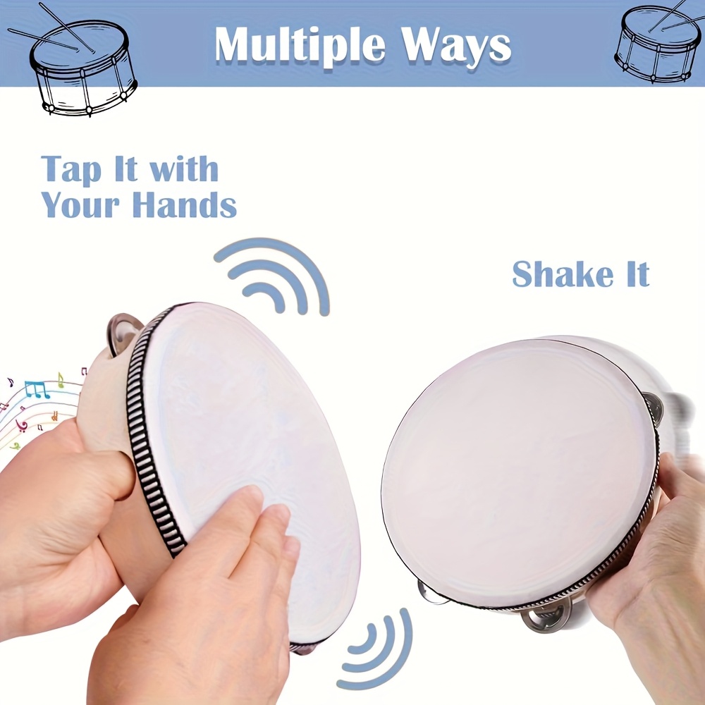 1/3pcs Wooden Tambourine 6/8/1 - مراجعة Musical Instruments Game وسعره