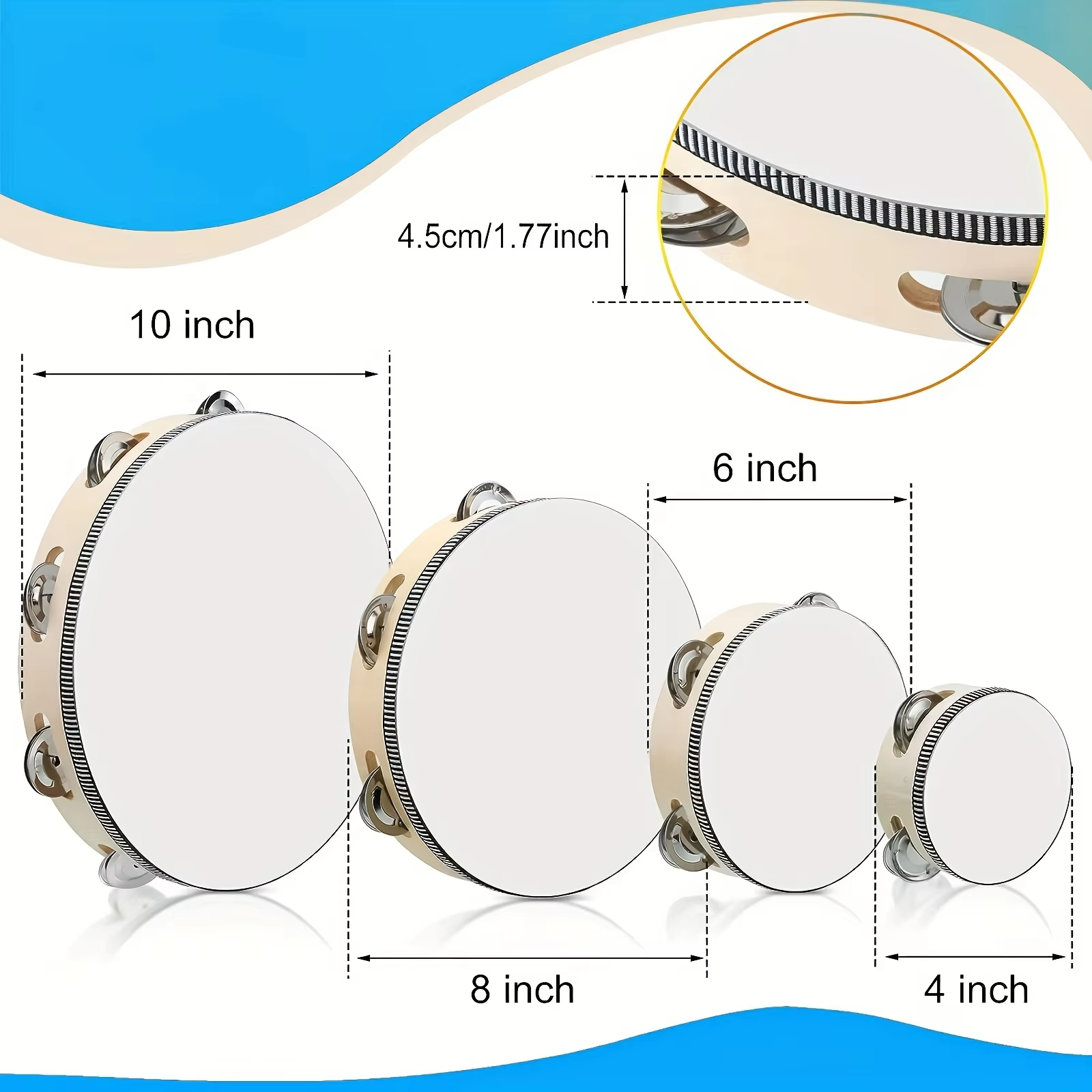 4/ 6inch Hand Tambourine, Meta - مراجعة Musical Instruments Game وسعره