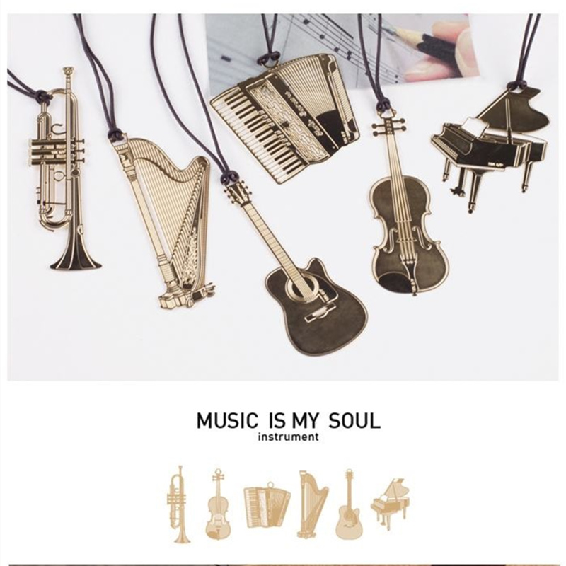 6pcs Music Metal Bookmark Gold - مراجعة Musical Instrument Veena وسعره
