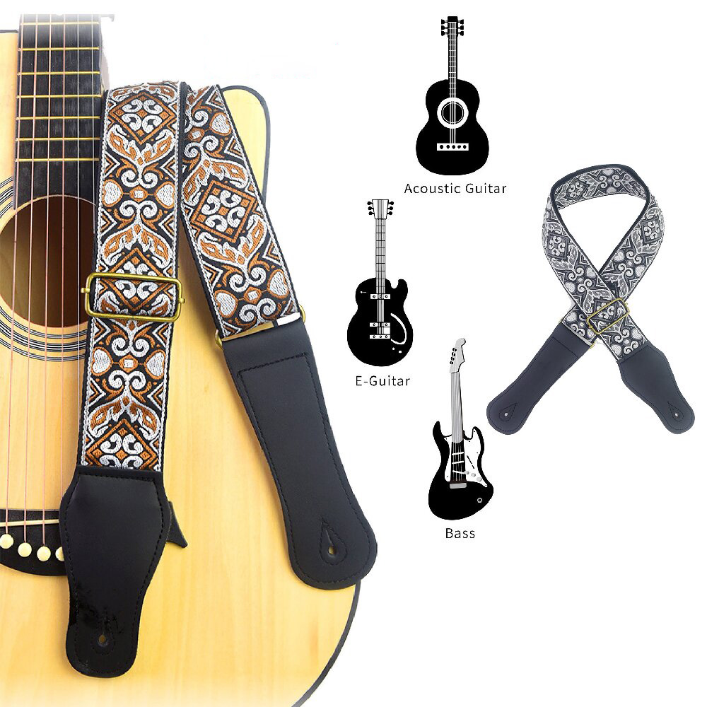 Guitar Strap Embroidered Print - مراجعة Musical Instrument Types وسعره