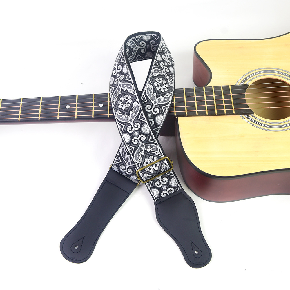Guitar Strap Embroidered Print - مراجعة Musical Instrument Types وسعره