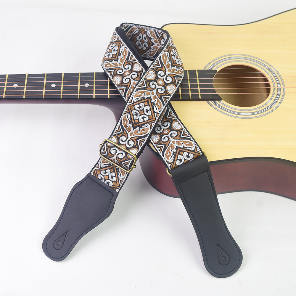 Guitar Strap Embroidered Print - مراجعة Musical Instrument Types وسعره